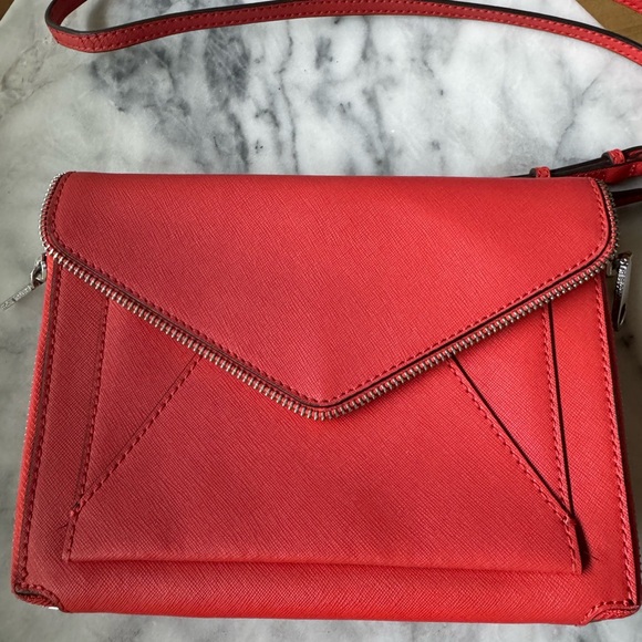Rebecca Minkoff Red Saffiano Leather Leo Envelope Crossbody / Clutch - Picture 2 of 5